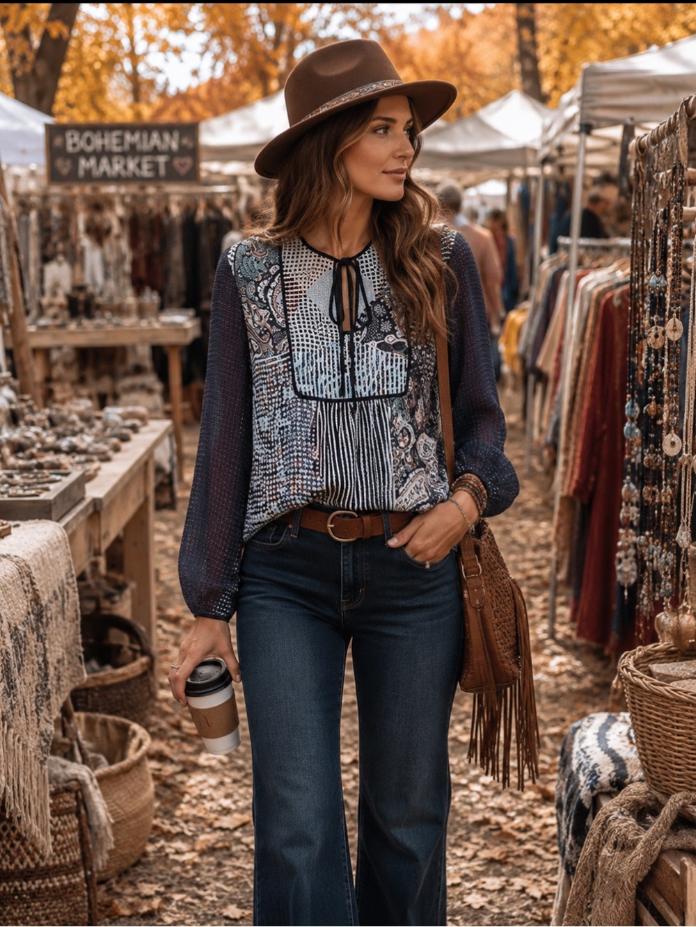 CLOVER CANYON BoHo Long Sleeve Multi Print Blouse